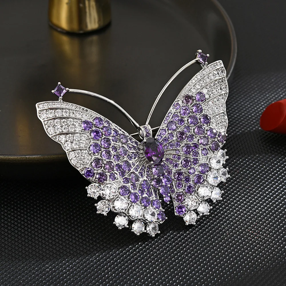 Fashion Colorful Butterfly Brooch Wedding Crystal Rhinestone Insect Broche Mujer Bouquet Hijab Scarf Pins for Backpacks