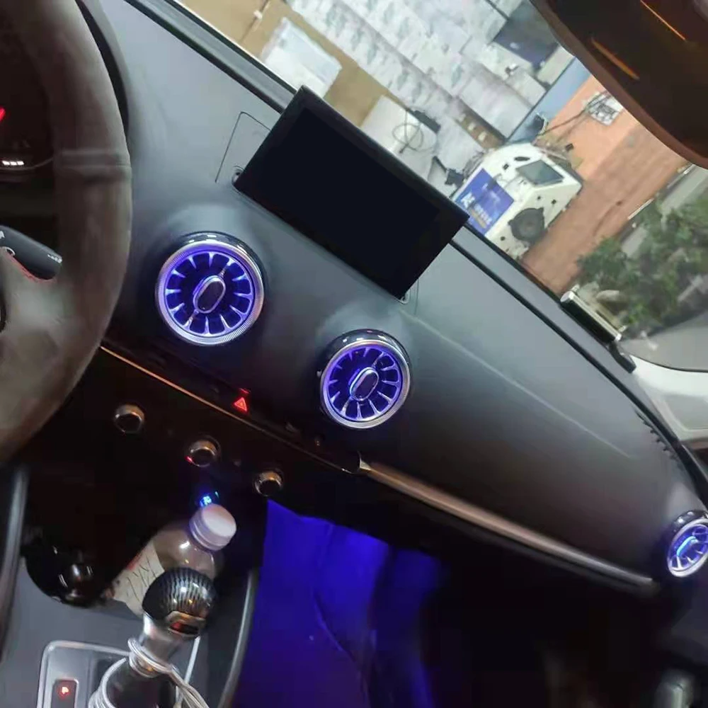 4PCS LED 전면 대시 보드 AC 에어 컨디션 환기구 아우디 A3 2013-2020 용 터보 인테리어 트림 자동차 액세서리