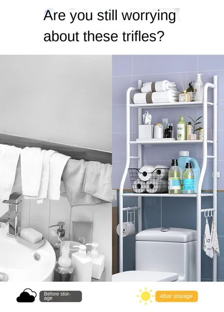 Finnhomy 3 Shelf Bathroom Space Saver Over The Toilet Rack Bathroom Corner  Stand Storage Organizer Accessories Bathroom Cabinet Tower Shelf with ORB