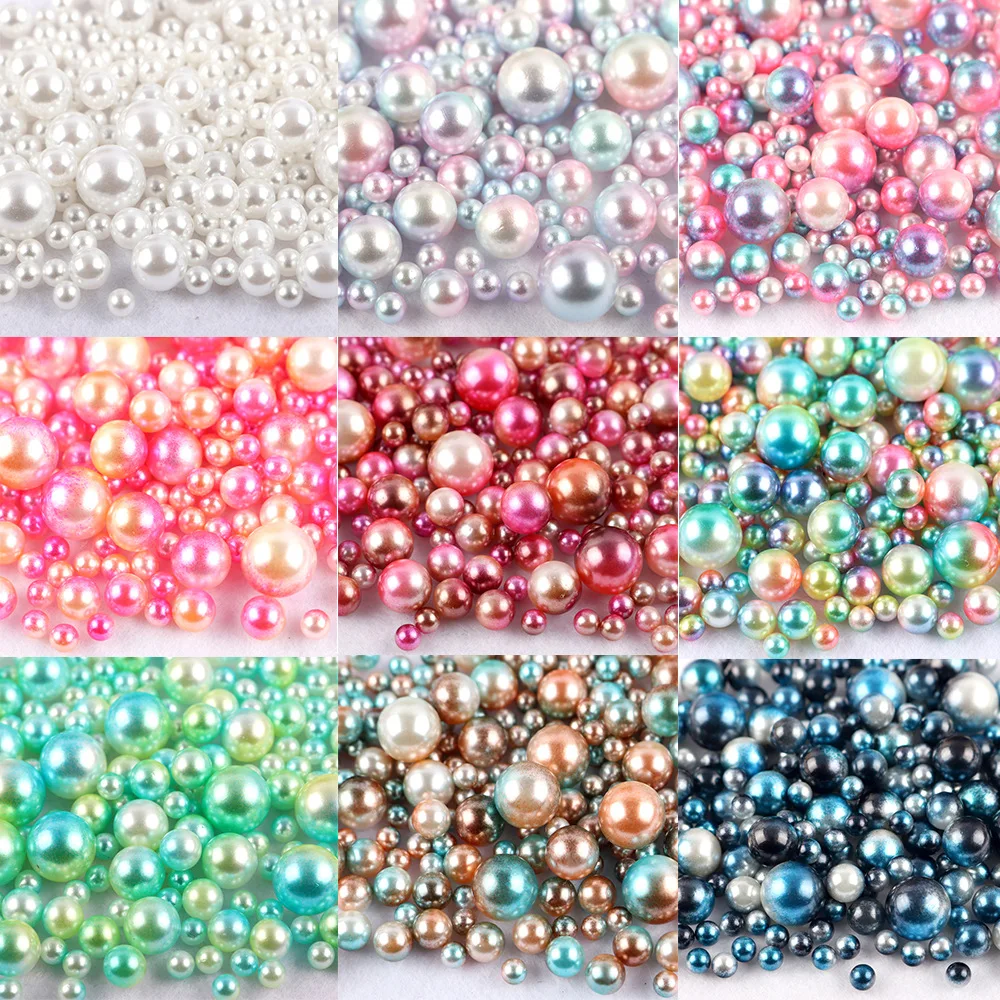About 360pcs Random Mix 3-10mm No Hole ABS Pearl Bead DIY Jewelry Making Nail Art Decor Vase Filler Makeup Brush K0877