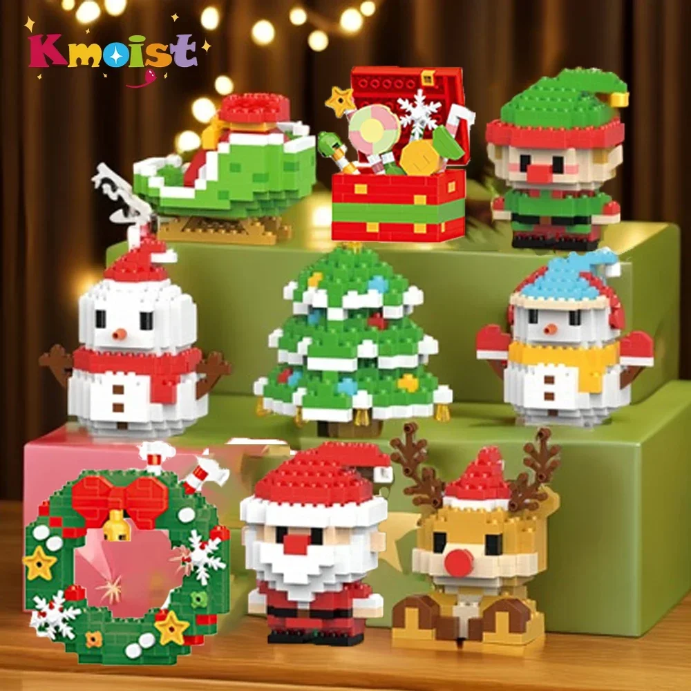 Christmas Gifts Building Block Series Santa Claus Reindeer Puzzle Assembling Bricks Xmas Party Table Decoration Children's Toys building blocks