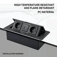 เต้ารับแบบป๊อปอัพอเนกประสงค์แบบยกขึ้นช้า พร้อมช่องเสียบ USB/HDMI แบบ UK - เต้ารับติดตั้งในโต๊ะประชุม ทำจากอะลูมิเนียมอัลลอย 5