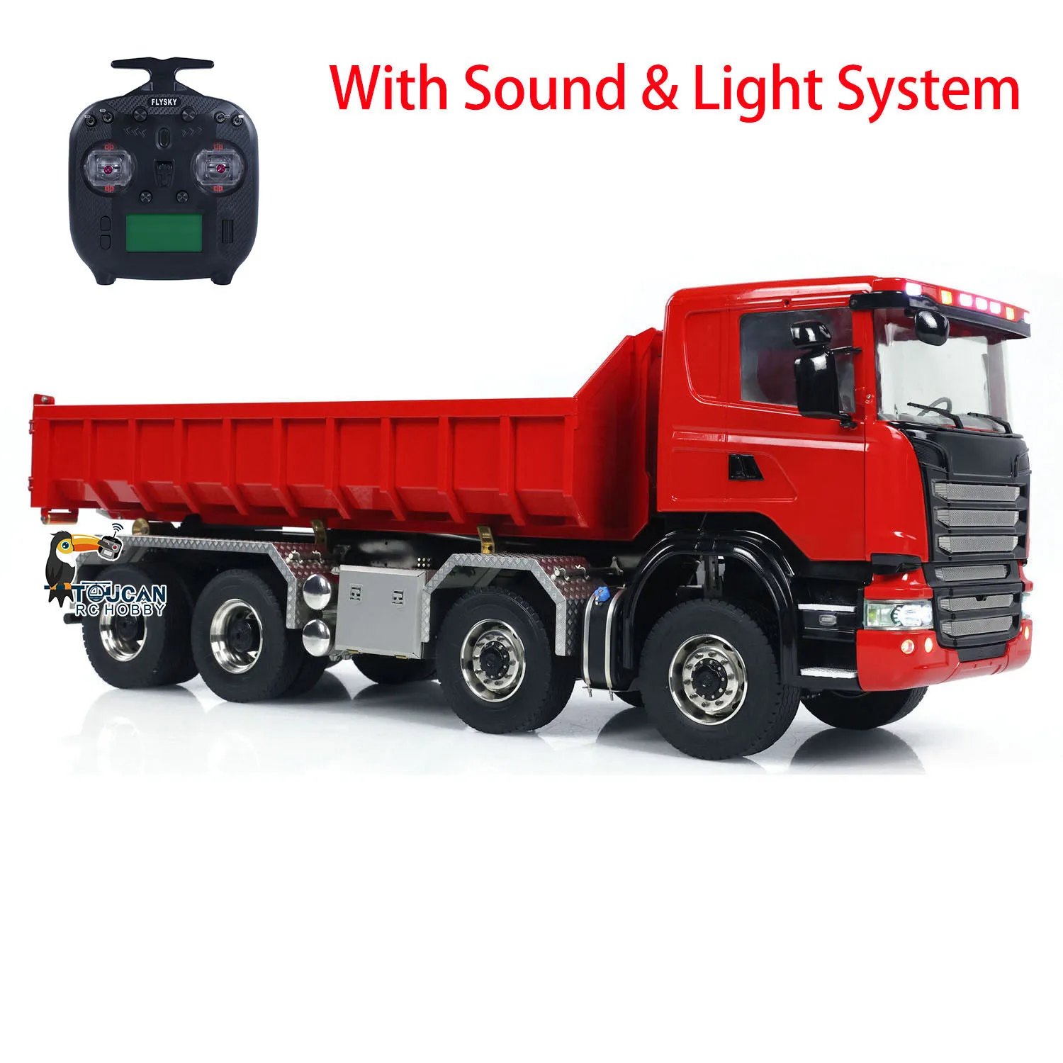 1/14 Hydraulic Full RC Dump Truck 8x8 Roll on off Dumper Tipper 3-speed Transmission Differential Lock Axles Light Sound Trucks 2