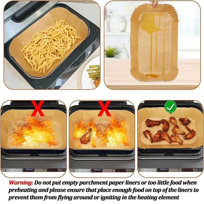 Disposable Non-Stick Air Fryer Baking Liners - Oilproof Kitchen and BBQ Accessories