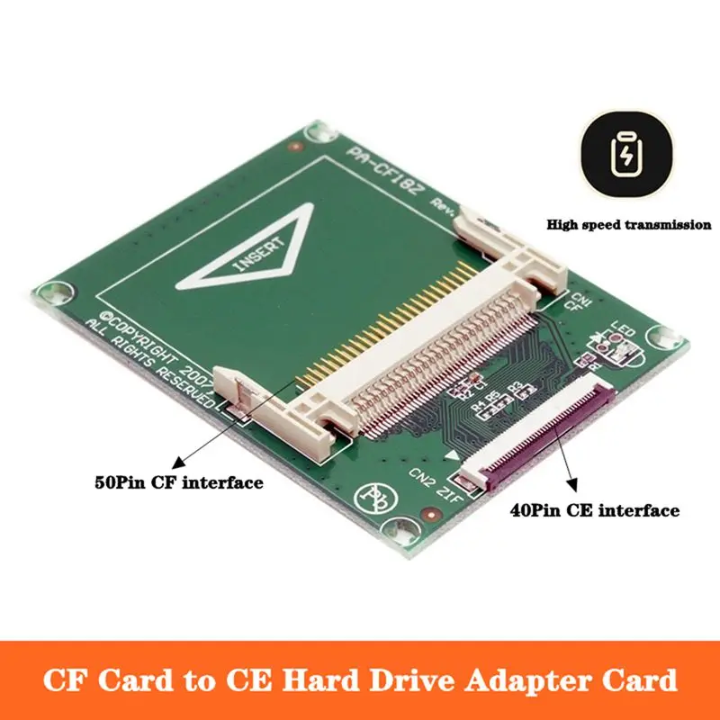 Adaptateur CF Vers ZIF/CE 40 Broches Pour Disque Dur 1.8" - Compatible True IDE, Jusqu'à 32 Go, Avec 2 Câbles