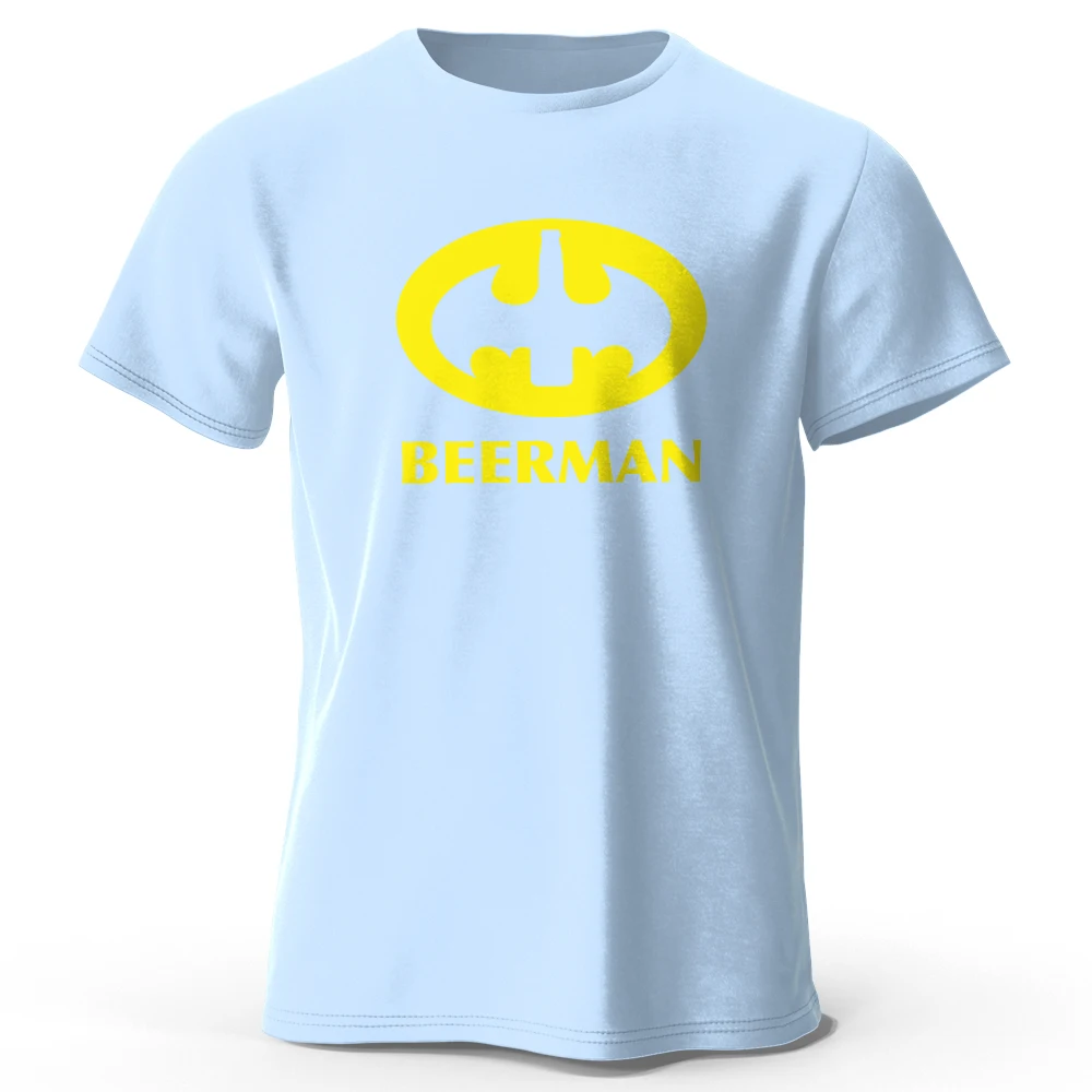 Men's Classic Beer Man Graphic Oversized T-Shirt - 100% Cotton Casual Summer Tee