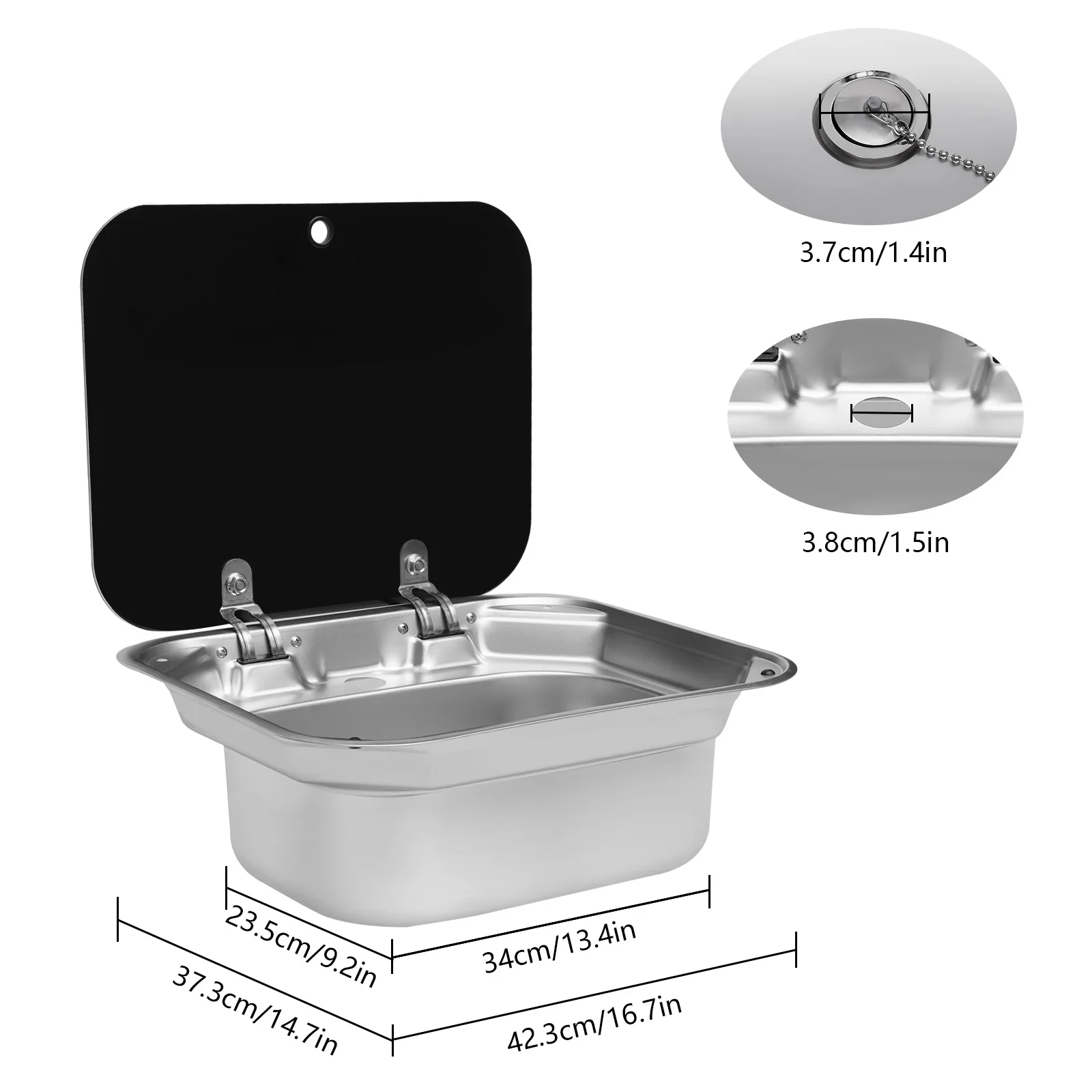 RV Caravan or Boat Stainless Steel Hand Wash Basin Sink with Folded Faucet  van Camper Trailer Accessories Sink with Tap 4