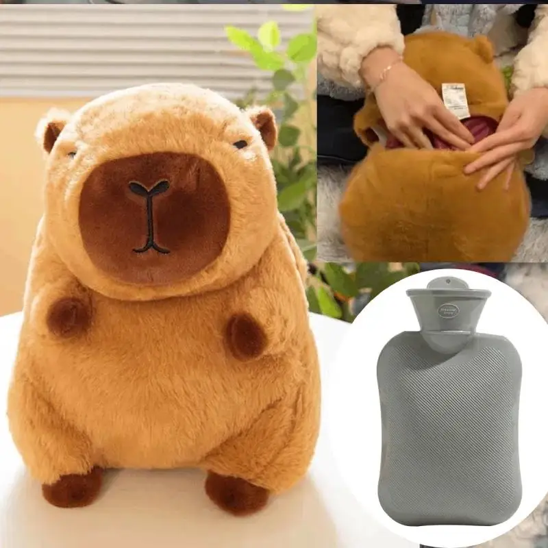 Portable Hand Warmer Capybara Hot Water Bottle Plush Toy Winter Large Warm Bottle Plush Pillow Doll With Hand Filling Pouch Cartoon Hand Warmer Bag