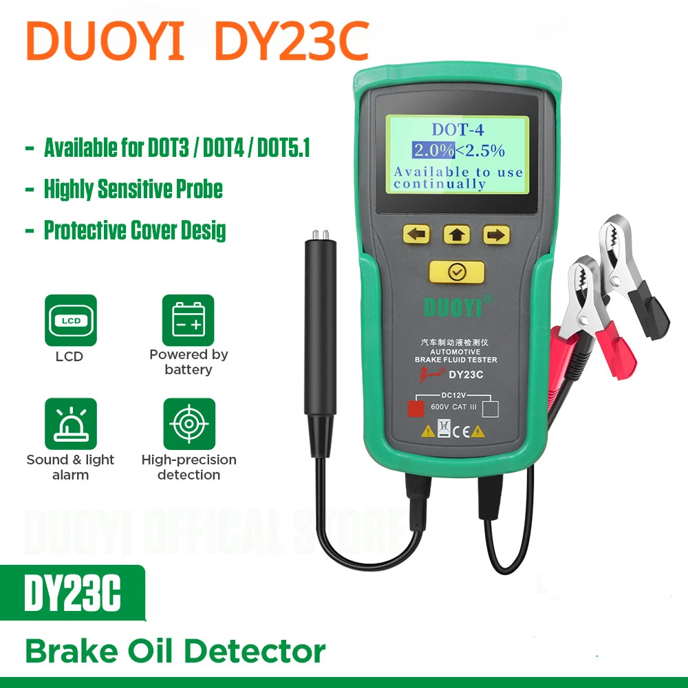 

DUOYI DY23C Car Brake Fluid Tester Accurate Test Automotive Brake Fluid Water Content Check Universal Oil Quality DOT 3/4/5.1 A+