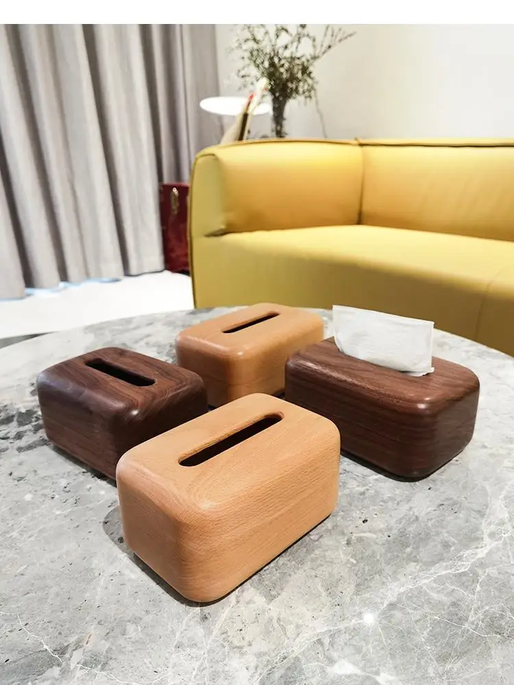 

Simplicity Natural Solid Wood Tissue Box Beech Black Walnut Living Room Dining Table Storage Paper Box Kitchen Household Items
