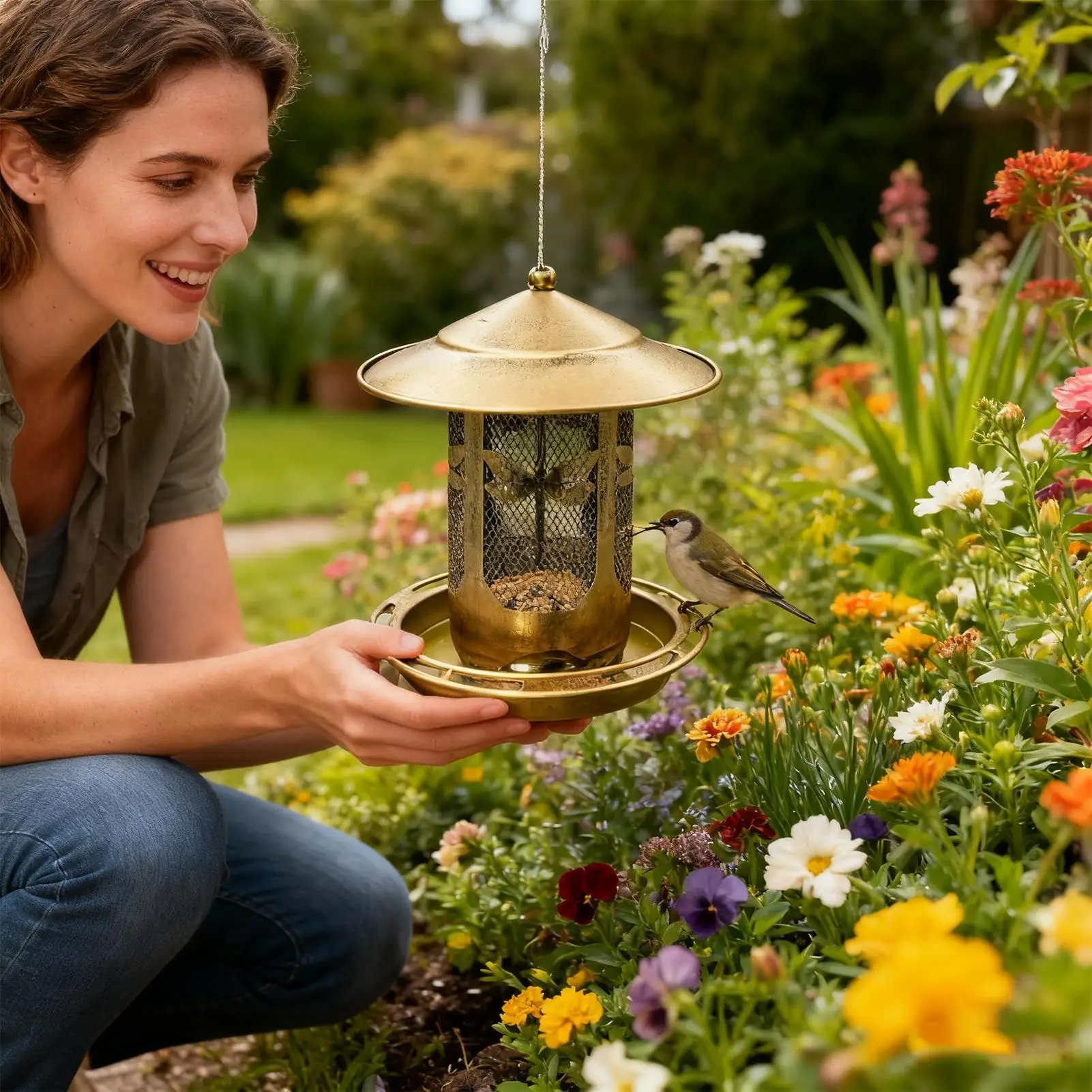 Window Bird Feeder Food Dispenser Squirrel-Proof Removable Wild Bird Feeders For Garden Yard Window Deck Pole Chicken Coop