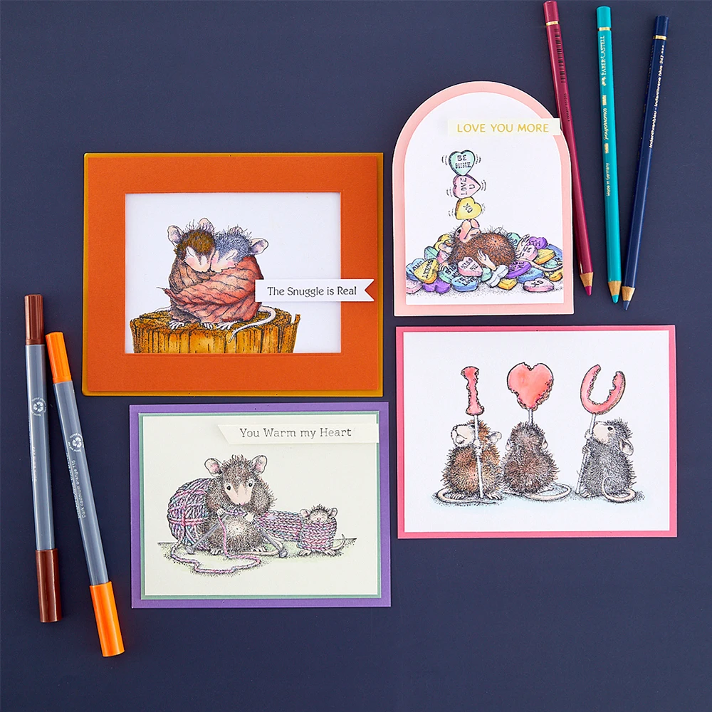 Clear Stamp Mouse Valentine's Day Candy Hearts Snuggle Up Sending Hugs DIY Card Making Scrapbooking Crafts Stencil clear stamps