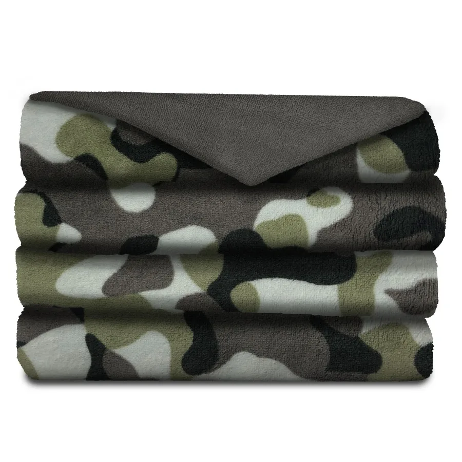 Heated Electric Microplush Throw Blanket Camouflage