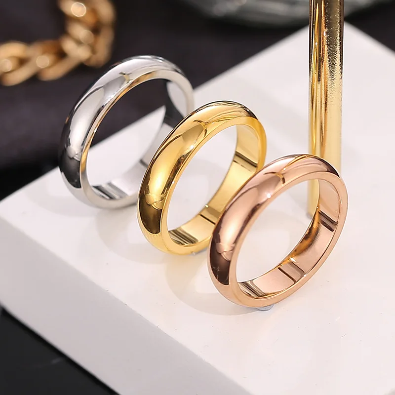 Anillo de boda de acero inoxidable para hombre y mujer, joyería de