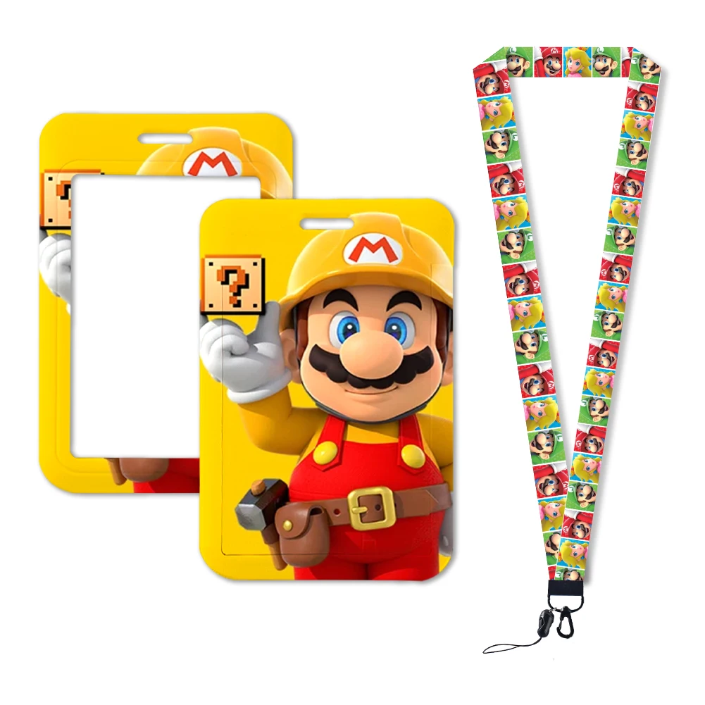 Hot Selling Game Mario Anime Cartoon Cute Frog Kawaii Student Campus Card Holder Lanyard Kids ID Badge Holder Card Sleeves 4