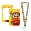 Hot Selling Game Mario Anime Cartoon Cute Frog Kawaii Student Campus Card Holder Lanyard Kids ID Badge Holder Card Sleeves 4