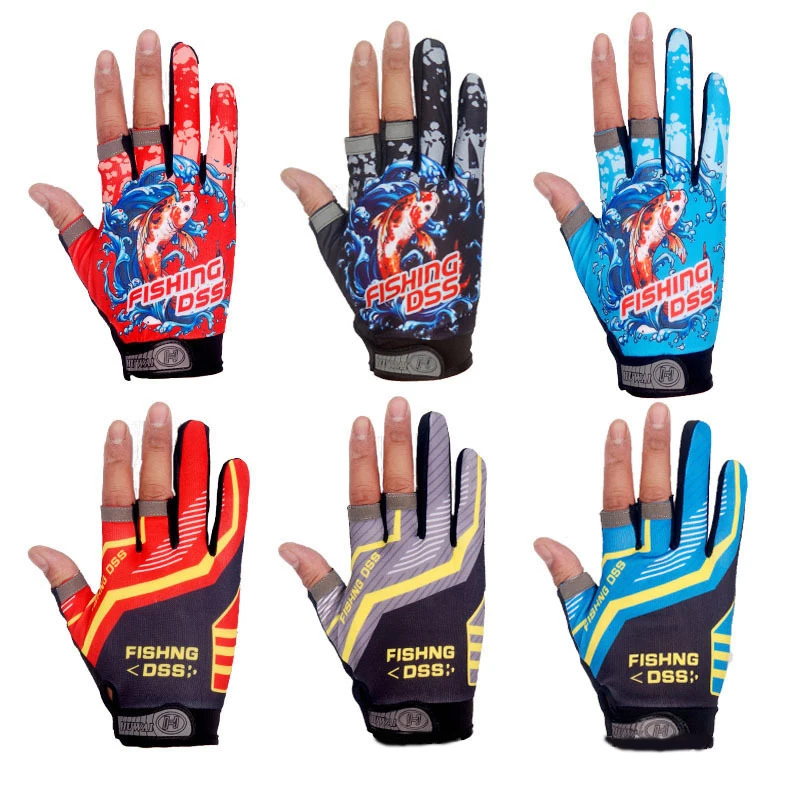 Fishing Gloves Cycling Gloves Breathable Three Fingers Elastic Summer Sunscreen Fishing Apparel Sports Anti-slip