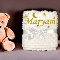 Personalized Baby Blanket with Name for Newborn Boys and Girls Custom Minky Fleece Toddler Crib Stroller Blanket Birthday Gift