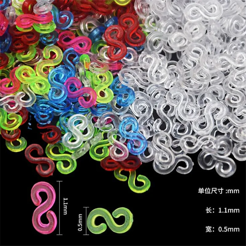 100pcsAcrylicSClipsLoomRubberBandClipsPlasticJewelryConnectorsForNecklaceBracelet