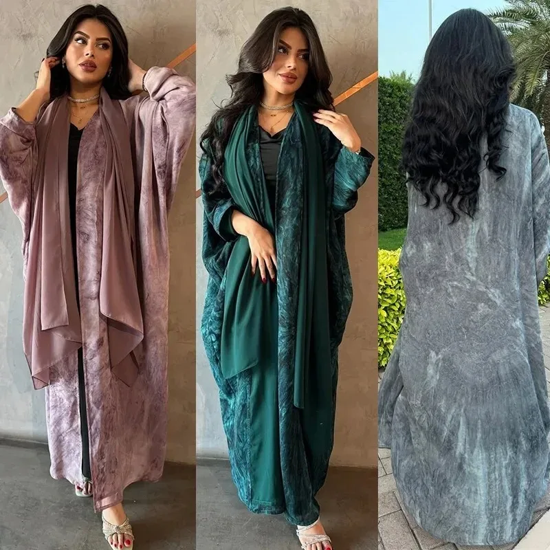 Muslim Sets Abaya Dubai Clothes For Islam Women Large Hem Dresses Casual Solid main image 1