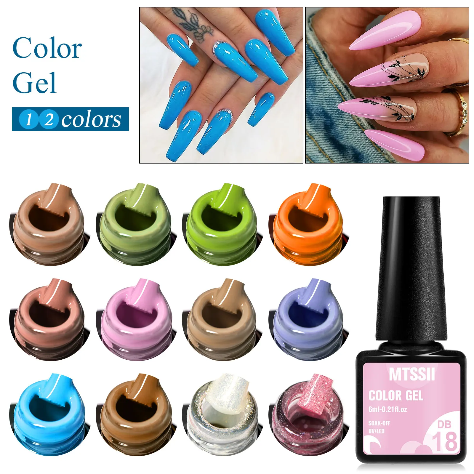 12PCS/SET 6ml Color Nail Gel Polish Set Kits Base Top Coat Varnish Soak Off UV Gel LED Semi Permanent All For Manicure Nail Art 3