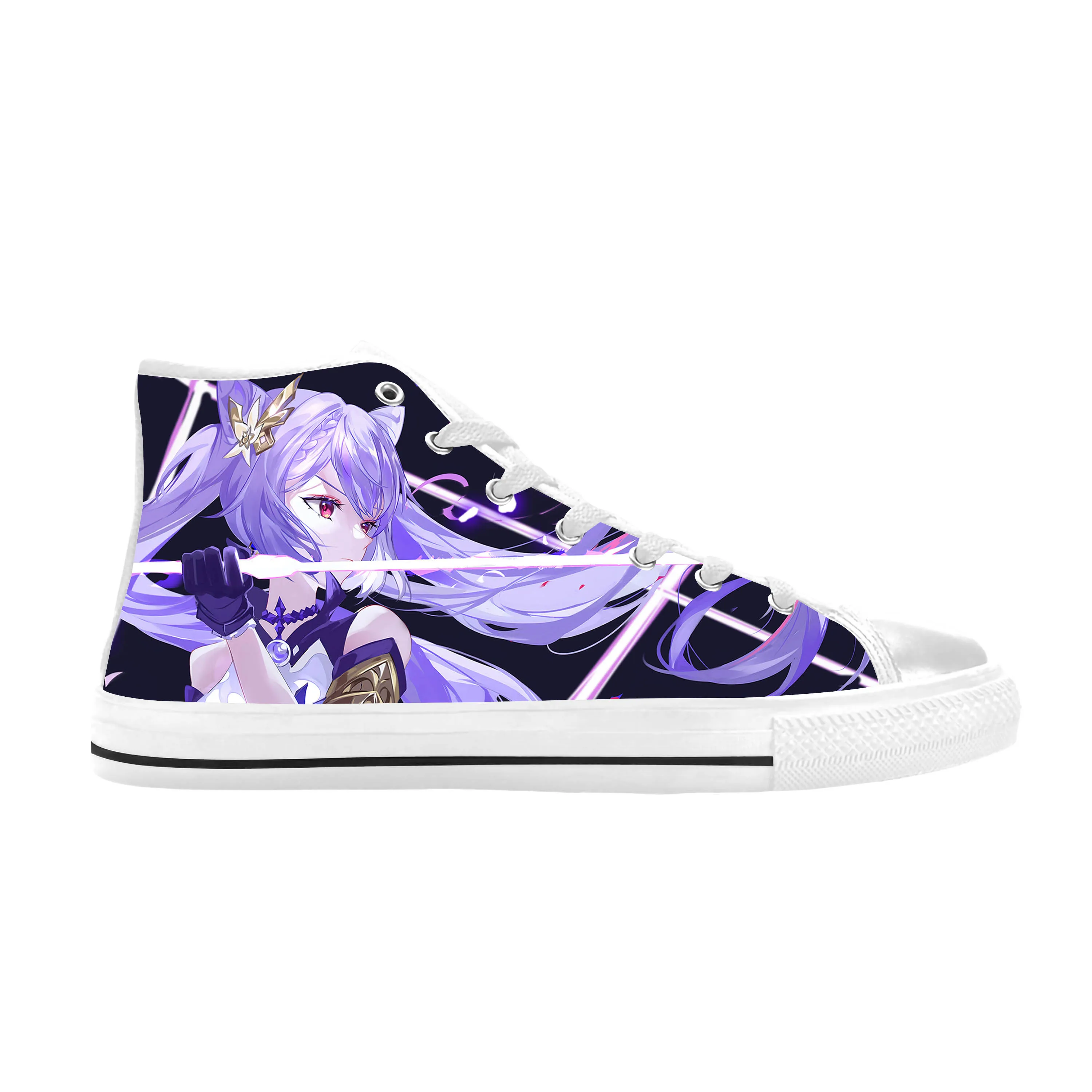 Anime Manga Cartoon Game Genshin Impact Keqing Casual Cloth Shoes High Top Comfortable Breathable 3D Print Men Women Sneakers anime manga cartoon captain tsubasa ozora tsubasa casual cloth shoes high top comfortable breathable 3d print men women sneakers