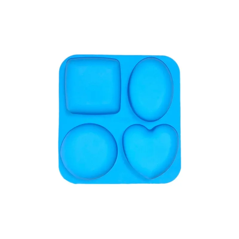 4 Cavity Round Oval Heart Square Shape Mold Soap Making Silicone Soap Molds Portable Unique Making Tools