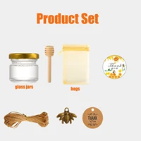 Mini Honey Jars with Dipper , Mini Glass Jars with Lids/Wooden Dippers/Bee Pendants/Gift Bags/Tags/,Small Honey Jars forWedding 2