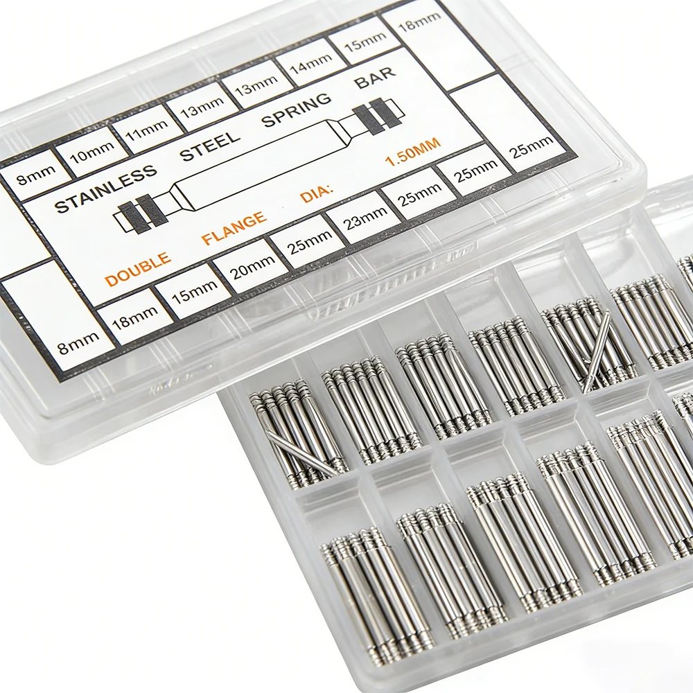 High-Quality Stainless Steel Watchband Spring Bar Set - 144-360 Pieces, 1.5mm Diameter, 8mm-25mm Length