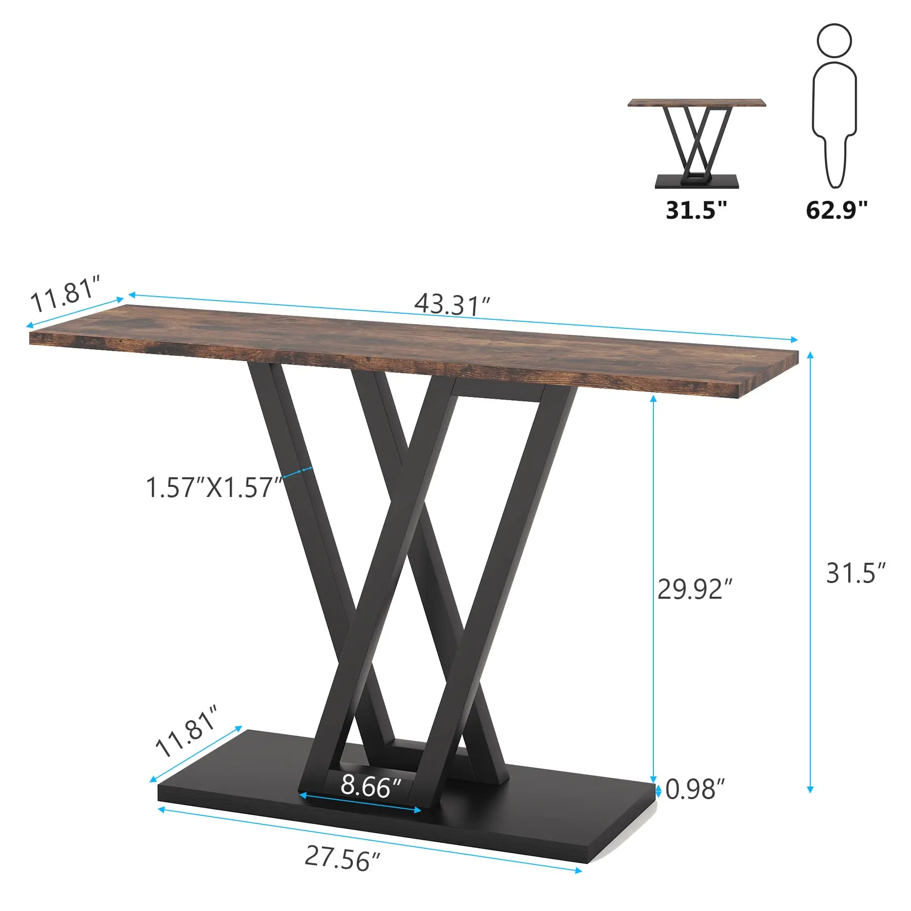 Tribesigns Console Tables Industrial Entryway Hallway Table