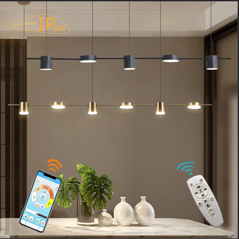 IPesl โมเดิร์นขนาดยาว APP โคมระย้าห้องครัวห้องรับประทานอาหารตกแต่งภายในบ้านระยะไกลแขวนโคมไฟ Drop Shipping 1