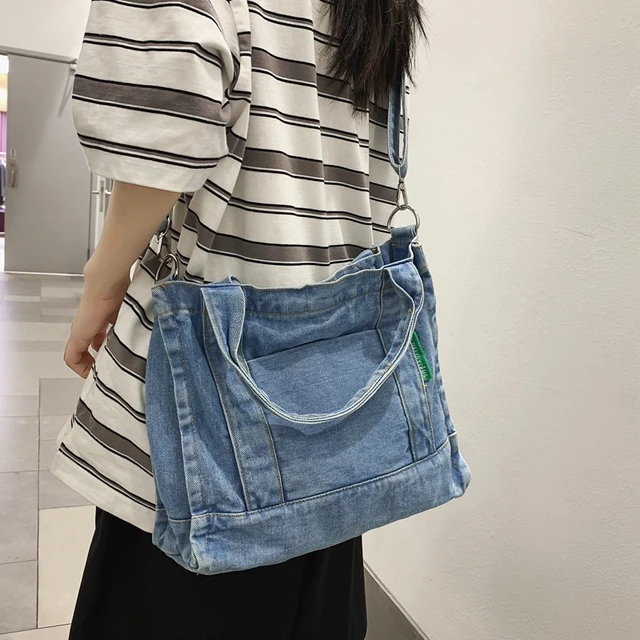 Female Casual Street Denim Fabric Short Handle Tote Bag 2023