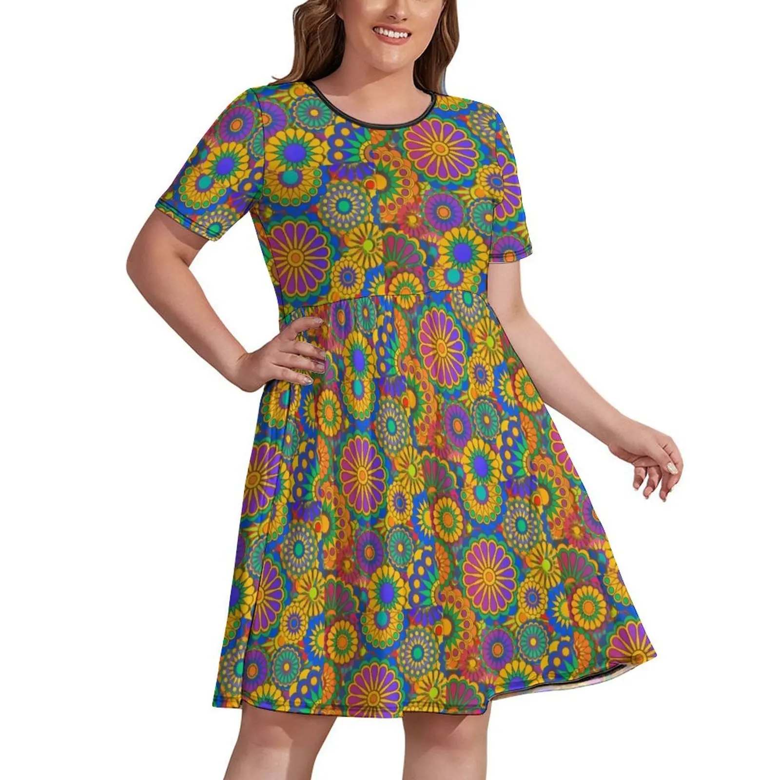

Psychadelic Hippie Flower Power Design Dress luxury evening dress woman for wedding Dress woman Clothing female
