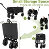 Collapsible Wagon Cart, Portable Heavy Duty Large Capacity Outdoor Garden Wagon with Big All-Terrain Wheels and Drink Holders 3