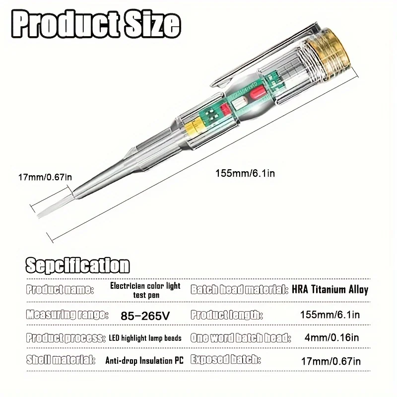 지능형 전압 테스터 펜 AC 비접촉 유도 테스트 연필 전압계 전력 검출기 전기 스크루 드라이버 표시기