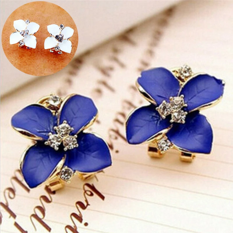 

Camellia Earrings Elegant Gift Girls Flower Diamond Womens Silver Jewellery