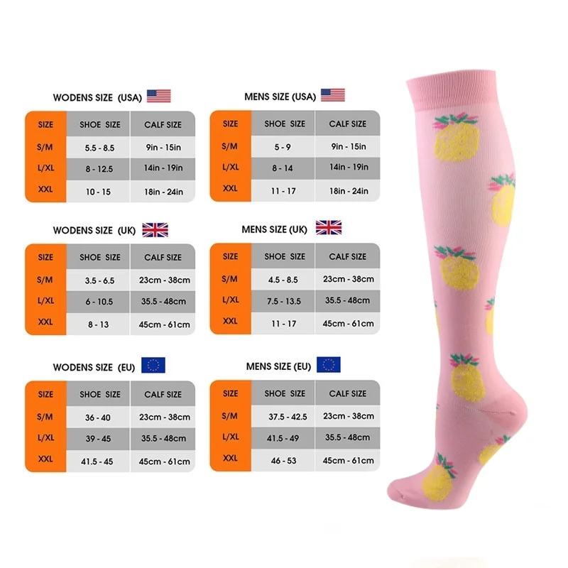 S-XXL 3 Paar Kostenloser Versand Krankenschwester Kompressionssocken Krampfadern Damen Herren Socken 20–30 mmHg Ödeme Diabetes Laufen Sportsocken – Detail 2