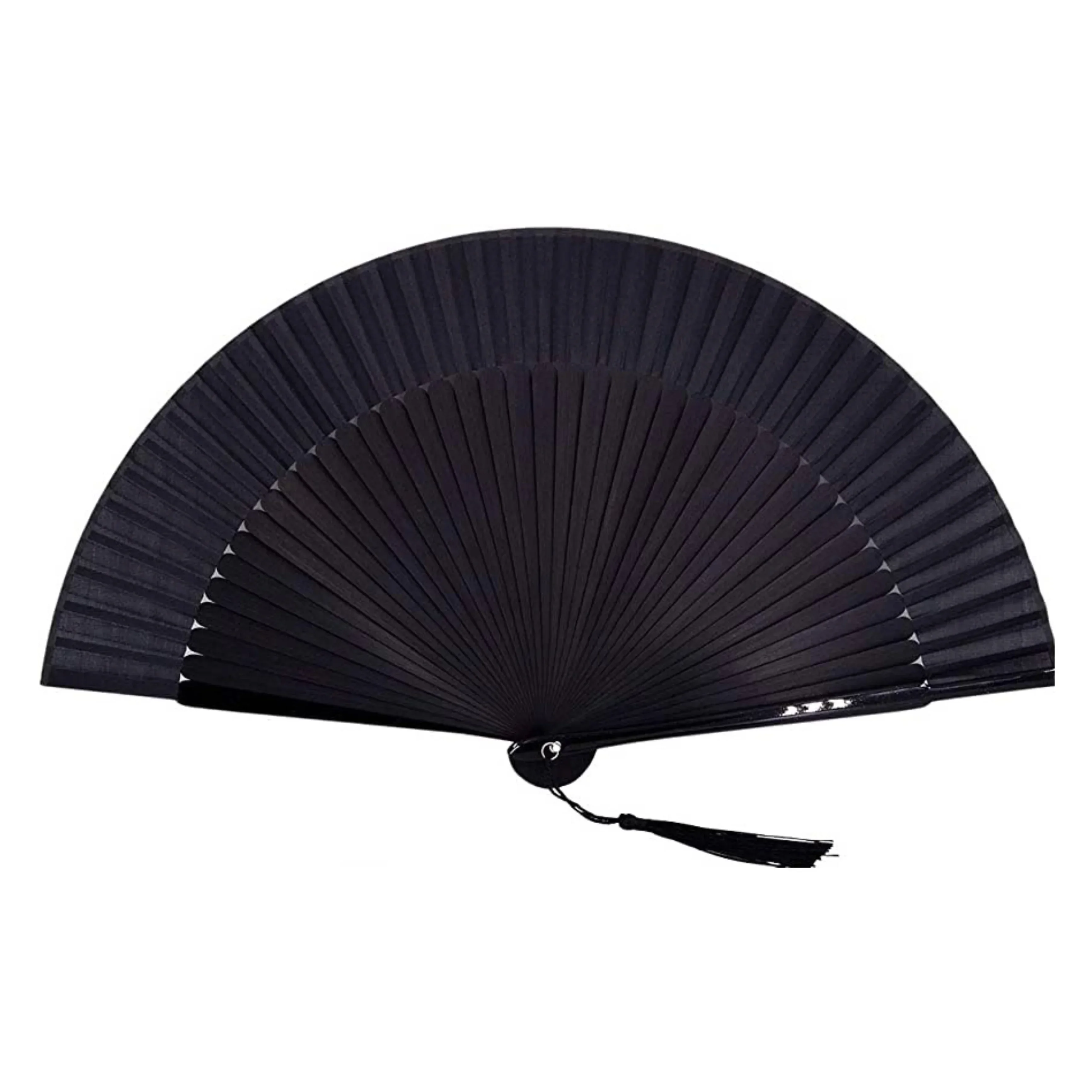 Vintage Black Bamboo Folding Fan – Handmade Retro Chinese/Japanese Style, 21.01 cm, Lightweight & Durable