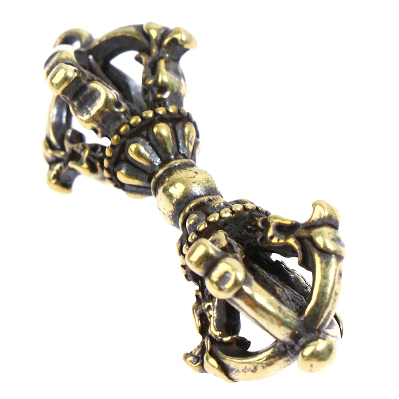 1pc Vintage Brass Tibetan Handcraft Buddhist Copper Five Shares Dorje Vajra Pestle Key Ornaments Home Desk Decoration