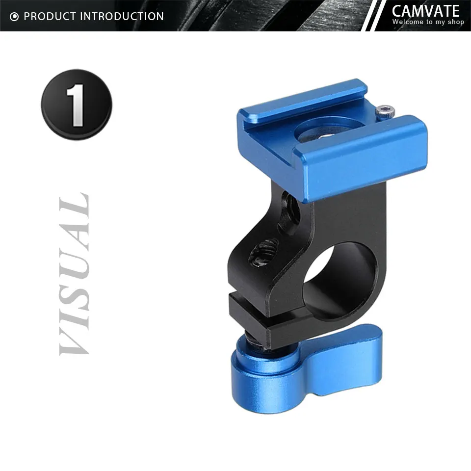 Standard 15mm Side Single Rod Holder With Cold Shoe Mount Adapter For Monior/Cam