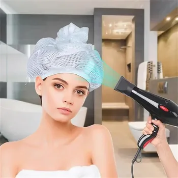 Cappelli in Rete Regolabili per Plopping, Asciugatura Capelli Ricci, Taglia Grande, Cuffie a Rete per Plopping, Cappello da Bagno/Doccia, Accessori per Salone
