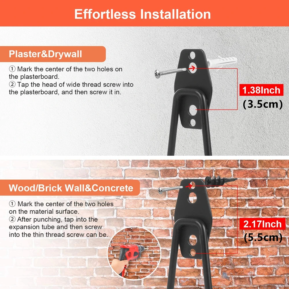 Heavy Duty Wall Mount Garage and Garden Tool Organizer with Anti-Slip Metal Hooks