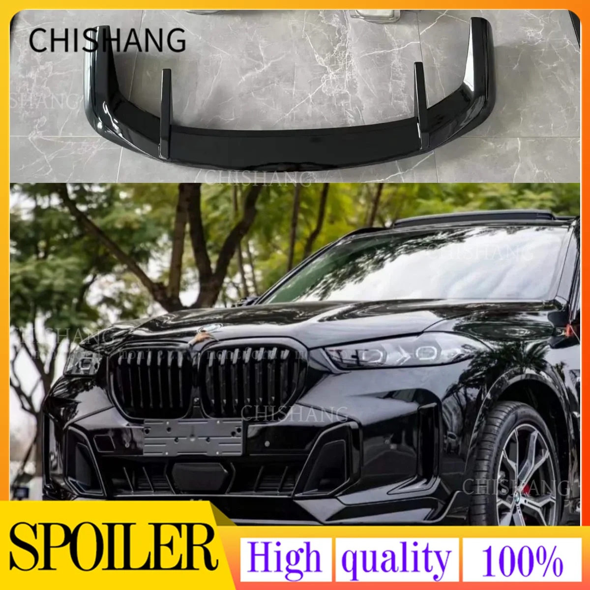 

Front Bumper Spoiler Lip For BMW X5 G05 LCI M Sport 2023-2024 Carbon Fiber Look/Gloss Black Lower Splitter Protector Blade Kit