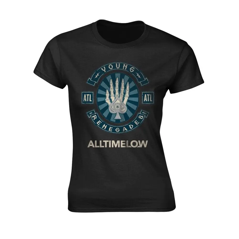 All Time Low Skele Spade Black T Shirt Girlie Womens 12