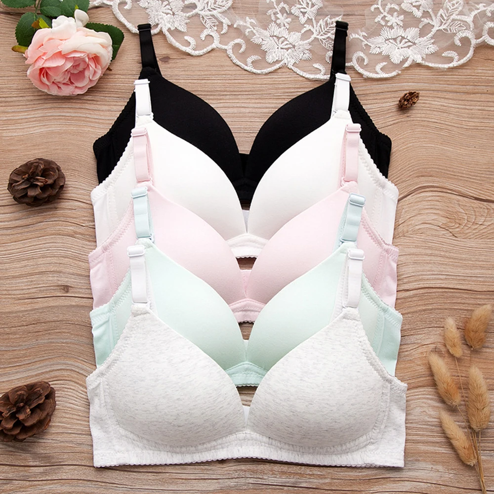 

Women No Wire Seamless Bra Soft Cotton Underwear Teenage Girls Push Up Lingerie Breathable Thin Bras Female Bralette 3/4 Cup