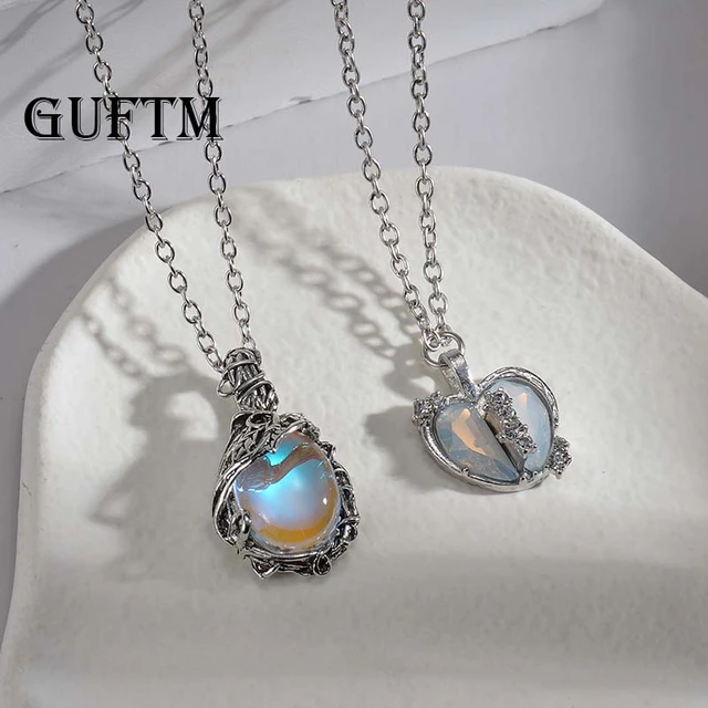 GUFTM Y2K Rhinestone Splicing Pin Necklace Kpop Silver Color Pendant Chokers  for Women Hollow Pins Necklaces Trendy Emo Jewerly