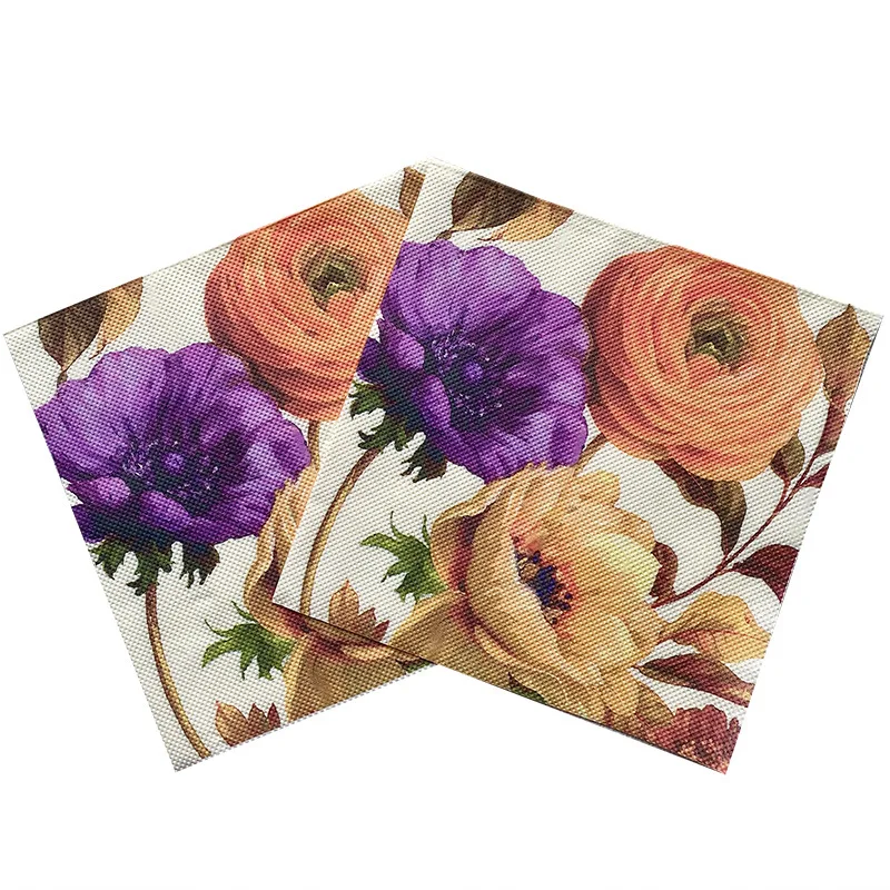 paper napkins disposable paper placemats tissue paper decoration 10/20pcs/Pac 33*33cm 2-Ply New Colourful Leaf Flower Printed Napkin Party Decoration Wine Glass Flower Paper Paper Placemat