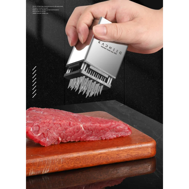 1pcs Meat Hammer Stainless Steel Steak Tenderizer Household Kitchen Tool Double-sided Meat Loosener Kitchen Hammer