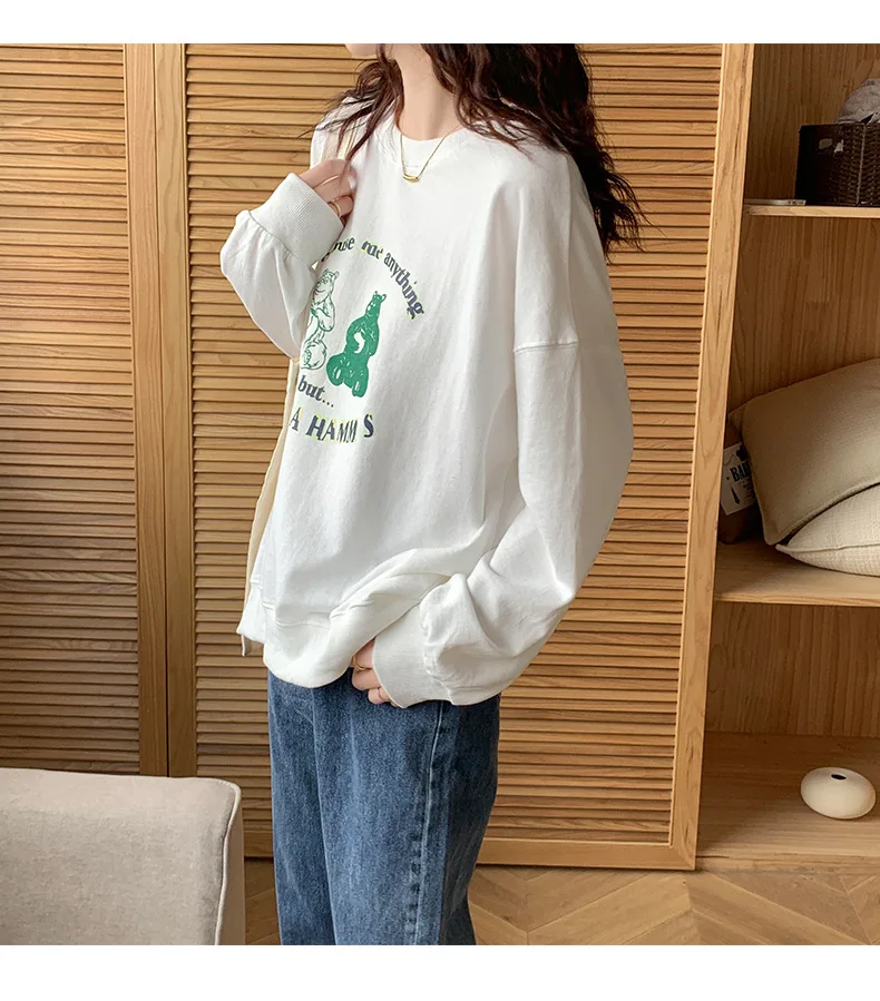 2022 Spring Autumn Sweatshirt Women New Fashion O-neck Thin Sweatshirt K-pop Long Sleeve Pullovers Loose Clothes