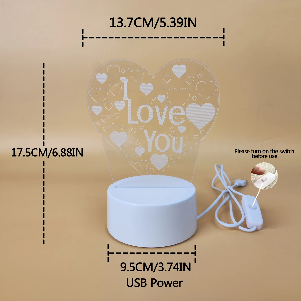 Pink 3D “I LOVE YOU” Night Light 4